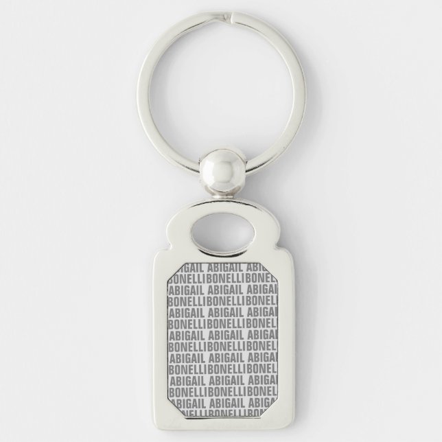 Porte-clés Ajouter le nom minimaliste gras moderne gris chic (Devant)