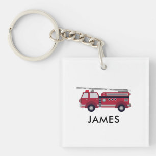 Porte-clés Ajouter votre nom Red Fire truck Personnalisé