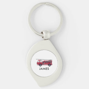 Porte-clés Ajouter votre nom Red Fire truck Personnalisé