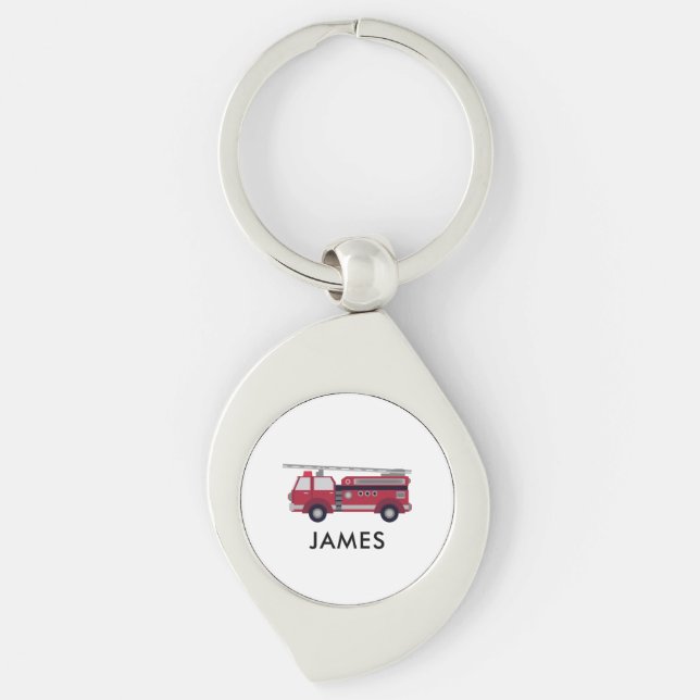 Porte-clés Ajouter votre nom Red Fire truck Personnalisé (Devant)