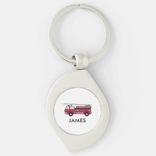 Porte-clés Ajouter votre nom Red Fire truck Personnalisé
