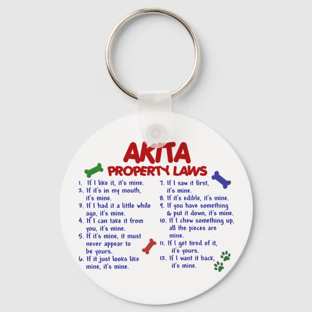 Porte-clés AKITA, lois sur la propriété 2 (Recto)