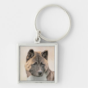 Porte-clés Akita Painting - Cute Original Dog Art