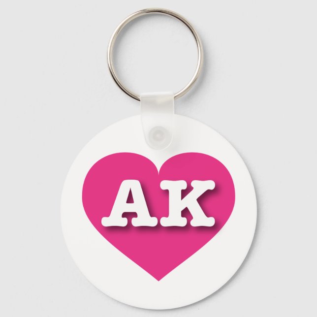 Porte-clés Alaska Hot Pink Heart - J'aime AK (Recto)