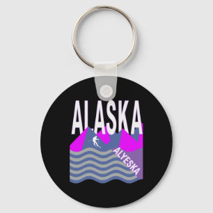 Porte-clés Alaska Usa Station de ski Snowboard Ski d'hiver
