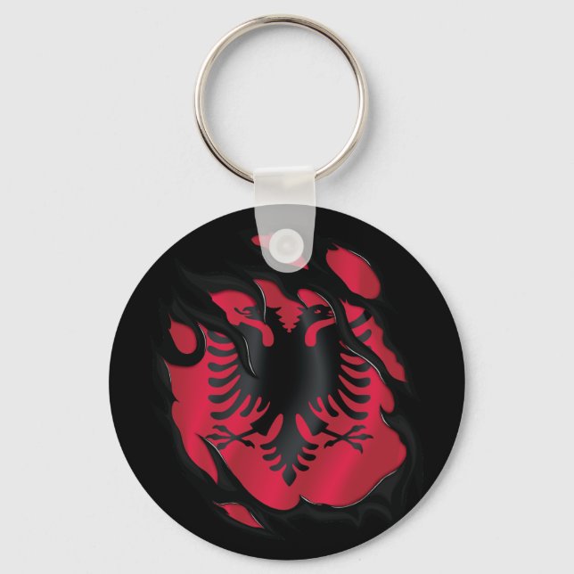 Porte-clés Albanie Drapeau déchiré (Recto)