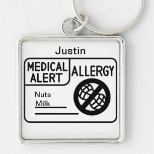 Porte-clés Alerte Médicale Aliments Allergie Adultes Enfants