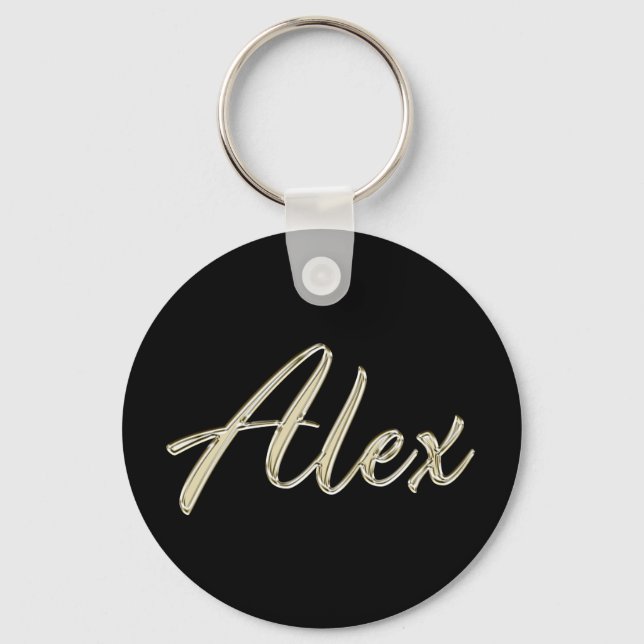 Porte-clés Alex Name whitegold Button (Recto)