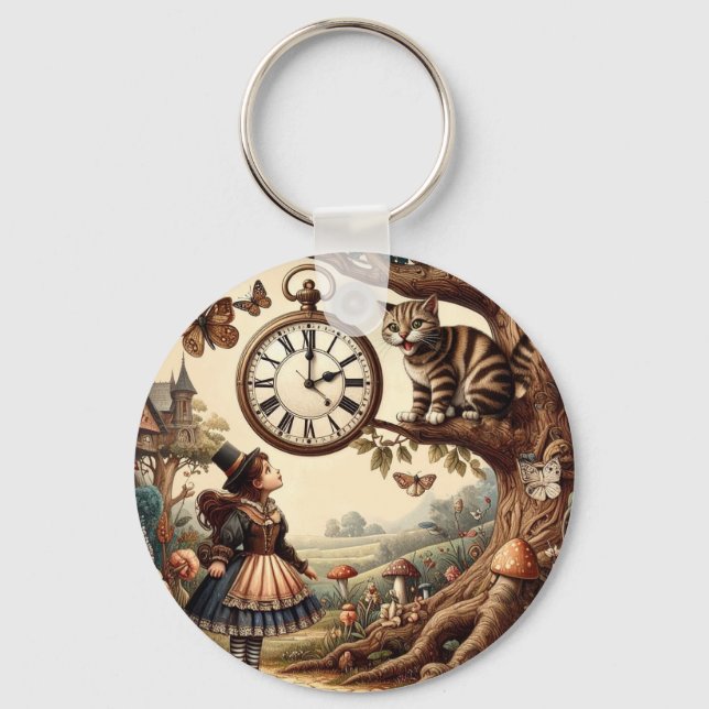 Porte-clés Alice & Cheshire Cat: Whimsical Wonderland Fantasy (Recto)
