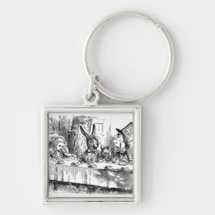 Porte-clés Alice vintage au thé fou de chapelier du pays des