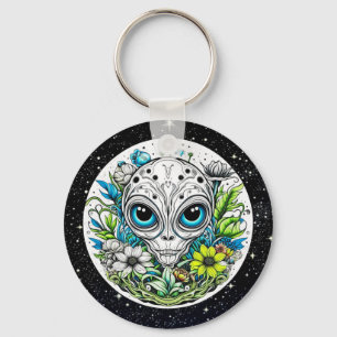 Porte-clés Alien extraterrestre en Fleurs Starry Night