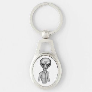 Porte-clés Alien gris, je veux croire