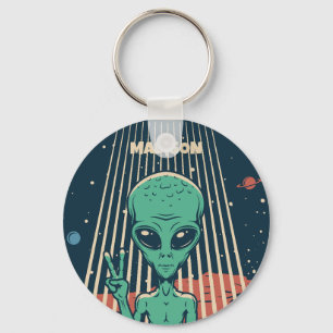 Porte-clés Alien UFO de nom personnalisé