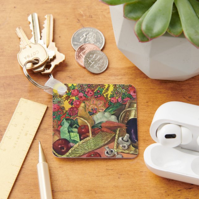 Porte-clés Alimentation Biologique, Légumes de jardin, Fleurs (Bureau)