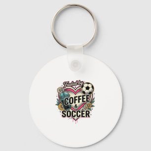 Porte-clés Alimenté par le café et le football Design de T-sh