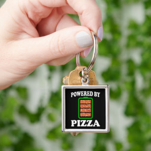 Porte-clés Alimenté par Pizza - Drôle de Pizza