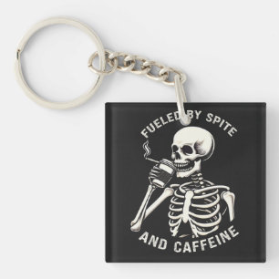 Porte-clés Alimenté par Spite and Caffeine Skeleton Coffee Lo