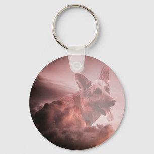 Porte-clés Allemand Berger Chien Nuages Ciel Art Portrait GSD