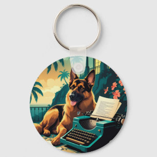 Porte-clés Allemand Shepherd chien gentleman vintage