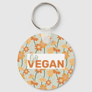 Porte-clés Allez Vegan ! Joli rétro muté fleurs des années 19