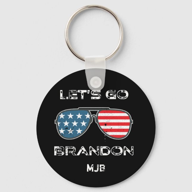 Porte-clés Allons Brandon Funny Meme Biden Monogramme (Recto)