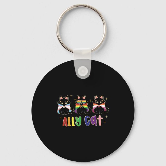 Porte-clés Ally Cat Rainbow Lgbt Pride Gay pride Mois 2 (Recto)