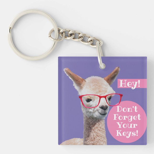 Porte-clés Alpaca en lunettes rouges do-it-yourself "N'oublie (Devant)