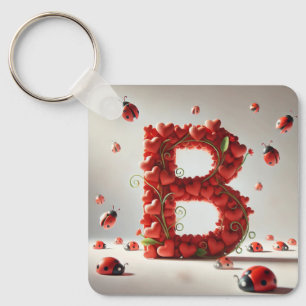 Porte-clés Alphabet Créatif Lettre B avec Formes de Cœur