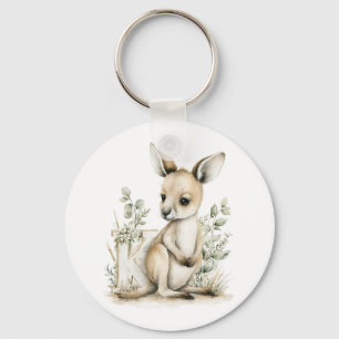 Porte-clés Alphabet mignon en aquarelle avec bébé kangourou