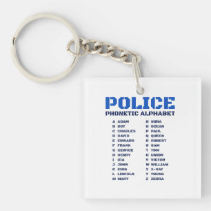 Porte-clés Alphabet phonétique A à Z pour les policiers