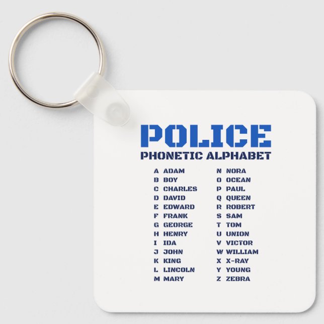 Porte-clés Alphabet phonétique pour les policiers (Recto)