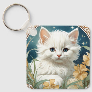 Porte-clés Alphonse Mucha Art Nouveau Kitten