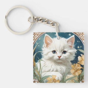 Porte-clés Alphonse Mucha Art Nouveau Kitten