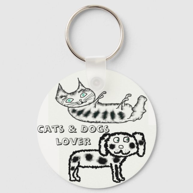 Porte-clés Amateur de chats et de chiens (Recto)