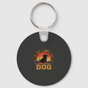 Porte-clés Amateur de Chien Homme Simple Rétro Coucher de Sol