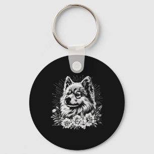 Porte-clés Amateur de tatouage de style Keeshond Chien Rétro 