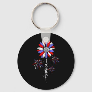 Porte-clés America Daisy Flower 4 juillet fête de l'indépenda