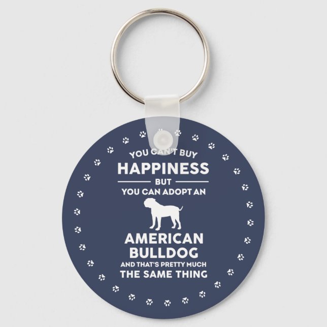 Porte-clés American Bulldog adoption bonheur (Recto)