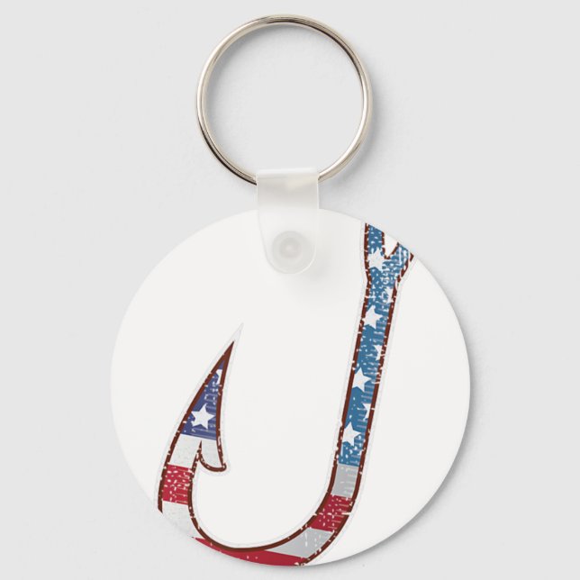Porte-clés American Flag Design Fish Hook, 4 juillet Fisher (Recto)
