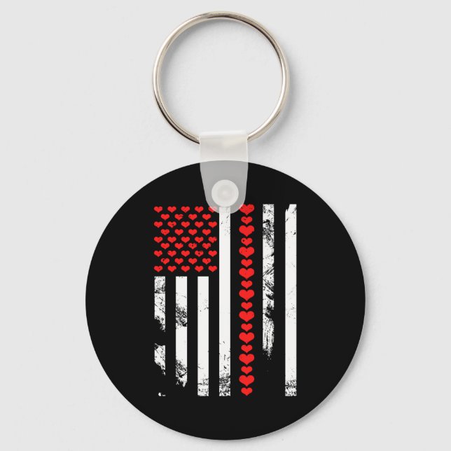 Porte-clés American Flag Patriotic Valentines Day Clic He  (Recto)