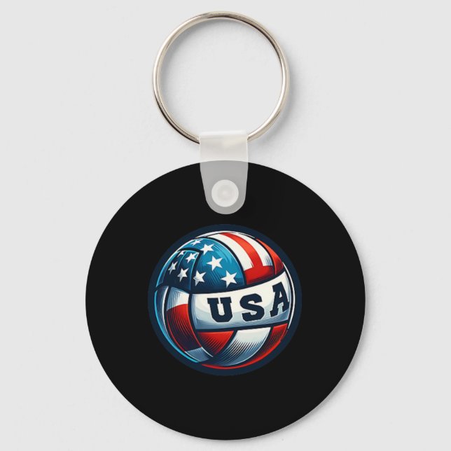 Porte-clés American Flag Volleyball Basketball Patriotique Us (Recto)