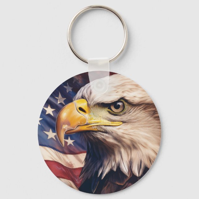 Porte-clés American Flag with Bald Eagle Head (Recto)