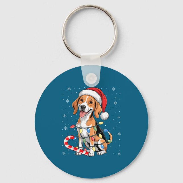 Porte-clés American Foxhound Dog Ugly Christmas Candy Cane Tr (Recto)