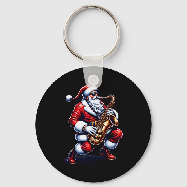 Porte-clés American Santa Playing Saxophone Xmas Jazz Christm (Recto)