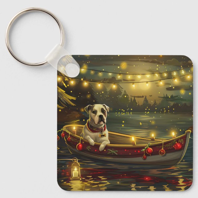 Porte-clés American Staffordshire Noël Festival Voyage (Recto)