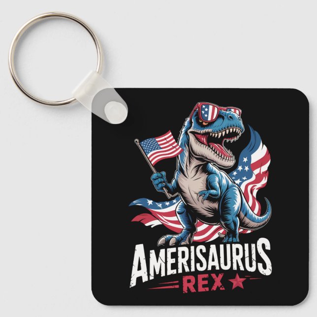 Porte-clés Amerisaurus T Rex Dinosaur 4 juillet États-Unis (Recto)