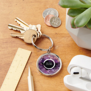 Porte-clés Améthyste violet ajouter son propre logo porte - c