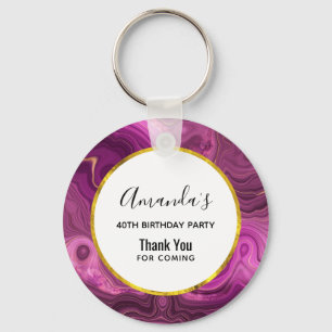 Porte-clés Améthyste Violet Et Or Agate Anniversaire Merci