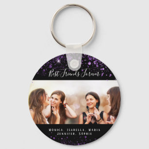 Porte-clés Amis pour toujours noir violet parties scintillant