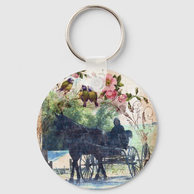Porte-clés Amish Horse et Buggy Birdie Texture (Recto)